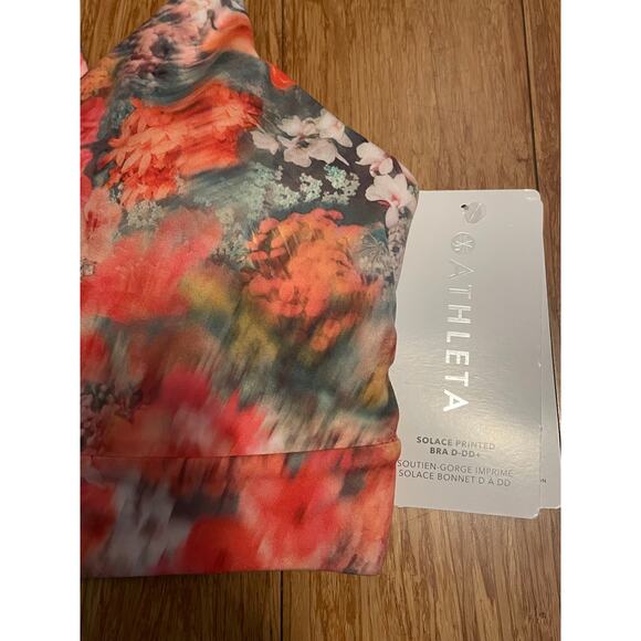 Athleta Solace Bra A-C Renewed Blossom Pink Small NWT $54 Floral Breathable - Picture 5 of 8